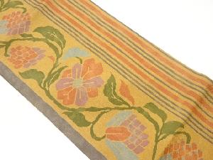 縞に花唐草模様名古屋帯